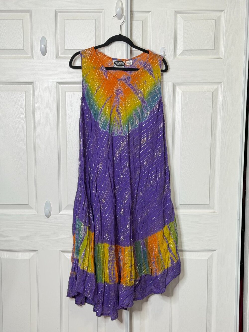 Tie-Dye Boho Metallic Dress- MAMTA One Size